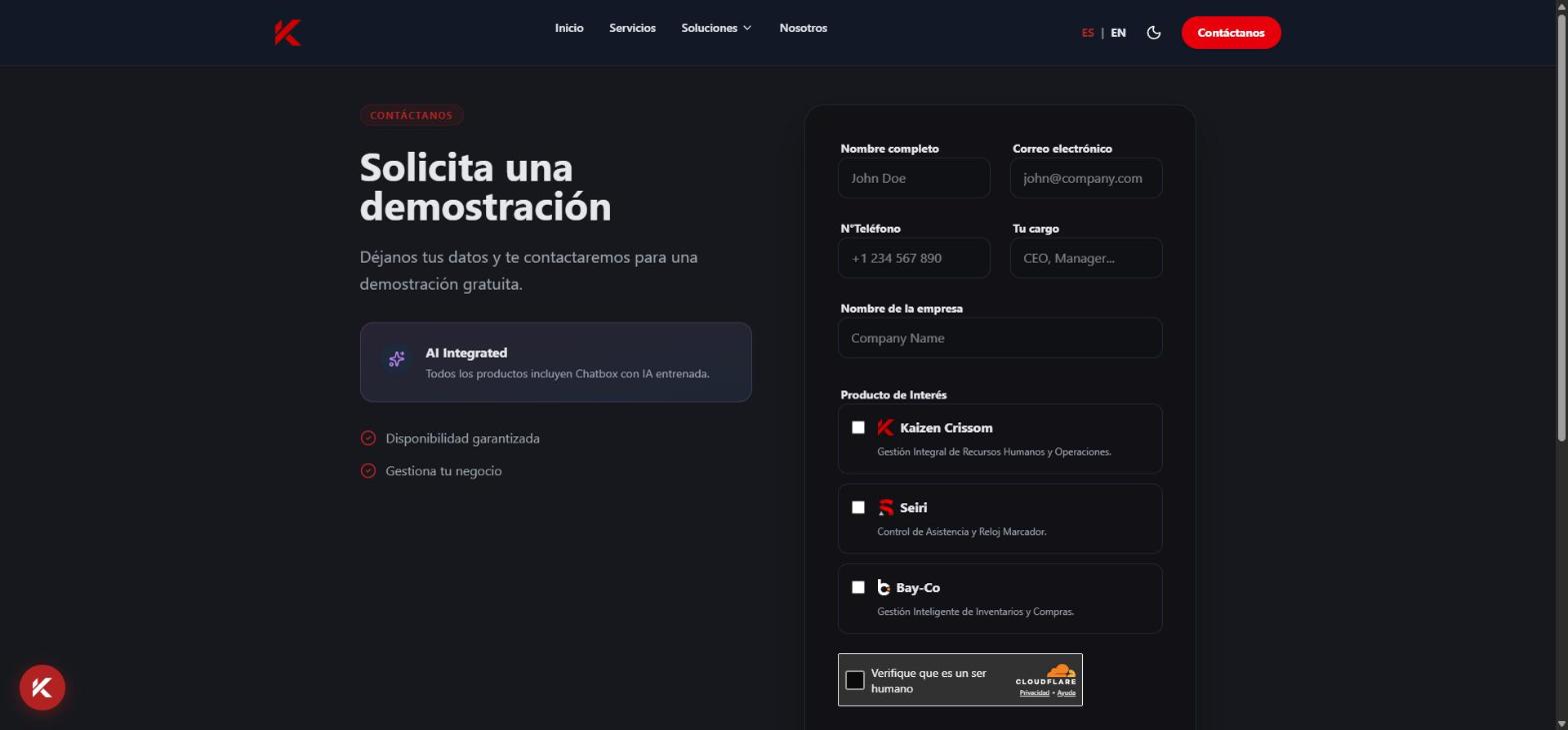 Formulario de solicitud de demostración, con el reto anti-robot al pie
