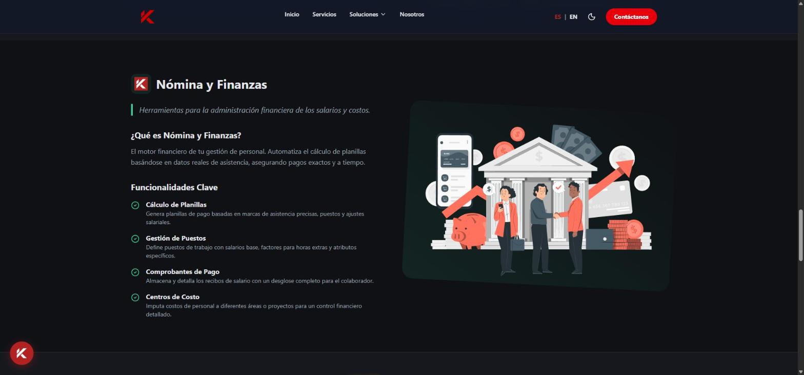 Sección de nómina y finanzas, con el cálculo de planillas y los centros de costo